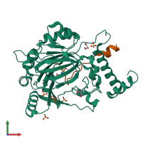 PDB entry 6h9j coloured by chain, front view.