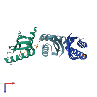 PDB entry 6h9p coloured by chain, top view.