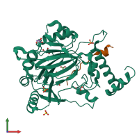 PDB entry 6ha6 coloured by chain, front view.