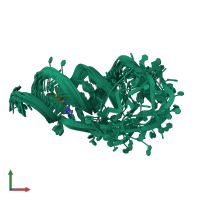 PDB 6hag coloured by chain and viewed from the front.
