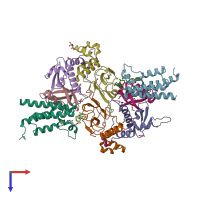 PDB entry 6hay coloured by chain, top view.
