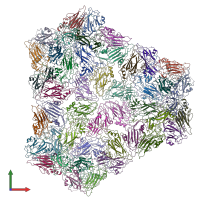 PDB entry 6hbl coloured by chain, front view.