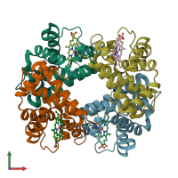 PDB entry 6hbw coloured by chain, front view.