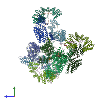 PDB entry 6hc2 coloured by chain, side view.