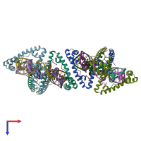 PDB entry 6hc3 coloured by chain, top view.