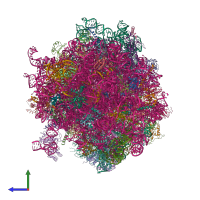 PDB entry 6hcf coloured by chain, side view.