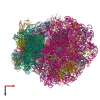 PDB entry 6hcf coloured by chain, top view.