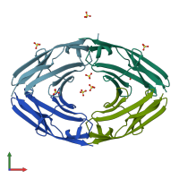 PDB entry 6hci coloured by chain, front view.