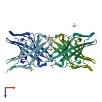 PDB entry 6hci coloured by chain, top view.