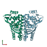 PDB entry 6hck coloured by chain, front view.