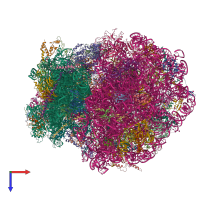 PDB entry 6hcm coloured by chain, top view.