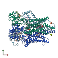 PDB entry 6hcy coloured by chain, front view.