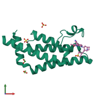 PDB entry 6hdo coloured by chain, front view.