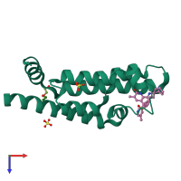 PDB entry 6hdo coloured by chain, top view.
