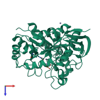 PDB entry 6hfp coloured by chain, top view.