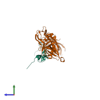 PDB entry 6hg9 coloured by chain, side view.