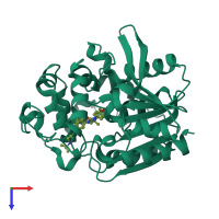 PDB entry 6hgv coloured by chain, top view.