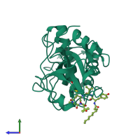 PDB entry 6hgy coloured by chain, side view.