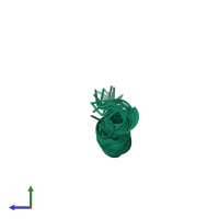 PDB entry 6hh0 coloured by chain, ensemble of 10 models, side view.