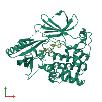 PDB entry 6hhg coloured by chain, front view.