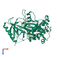 PDB entry 6hhg coloured by chain, top view.