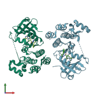 PDB entry 6hho coloured by chain, front view.