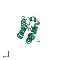 PDB entry 6hib coloured by chain, side view.