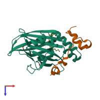 PDB entry 6hik coloured by chain, top view.