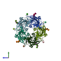 PDB entry 6hin coloured by chain, side view.