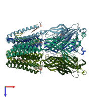 PDB entry 6hj3 coloured by chain, top view.