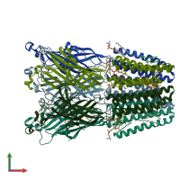 PDB entry 6hji coloured by chain, front view.