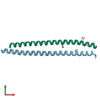 PDB entry 6hk8 coloured by chain, front view.