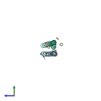 PDB entry 6hk8 coloured by chain, side view.