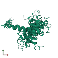 PDB entry 6hka coloured by chain, ensemble of 20 models, front view.