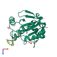 PDB entry 6hkq coloured by chain, top view.