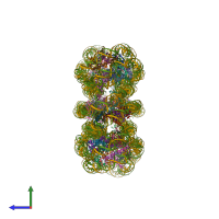 PDB entry 6hkt coloured by chain, side view.