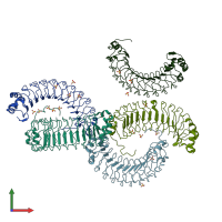 PDB entry 6hkw coloured by chain, front view.