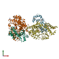 PDB entry 6hl2 coloured by chain, front view.