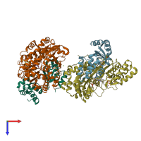 PDB entry 6hl4 coloured by chain, top view.