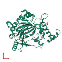 PDB entry 6hl5 coloured by chain, front view.
