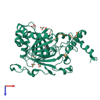 PDB entry 6hl5 coloured by chain, top view.