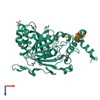 PDB entry 6hl6 coloured by chain, top view.