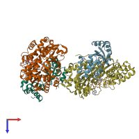 PDB entry 6hli coloured by chain, top view.