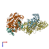 PDB entry 6hlj coloured by chain, top view.