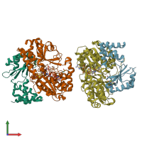 PDB entry 6hlm coloured by chain, front view.