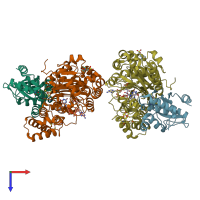 PDB entry 6hlm coloured by chain, top view.