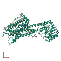 PDB entry 6hlo coloured by chain, front view.