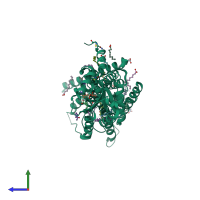 PDB entry 6hlo coloured by chain, side view.