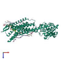 PDB entry 6hlo coloured by chain, top view.