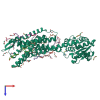 PDB entry 6hlp coloured by chain, top view.